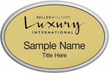 (image for) Keller Williams Luxury International Silver Oval Pebbled Prestige Gold Badge