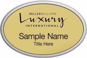 (image for) Keller Williams Luxury International Silver Oval Pebbled Prestige Gold Badge