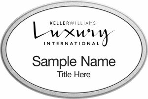 (image for) Keller Williams Luxury International Silver Oval Pebbled Prestige White Badge