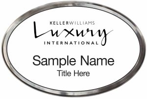 (image for) Keller Williams Luxury International Silver Oval Polished Prestige White Badge