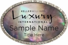 (image for) Keller Williams Luxury International Silver Oval Bling Black Pearl Badge