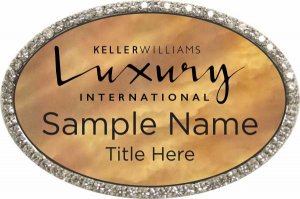 (image for) Keller Williams Luxury International Silver Oval Bling Gold Pearl Badge