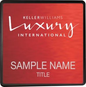 (image for) Keller Williams Luxury Black Square Executive Red Anodized Badge