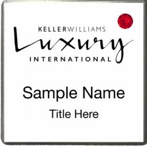 (image for) Keller Williams Luxury Silver Square Executive White Badge w/ Red Jewel