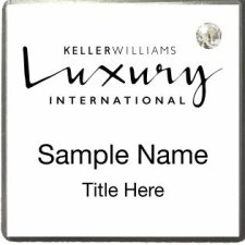 (image for) Keller Williams Luxury Silver Square Executive White Badge w/ White Jewel