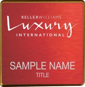 (image for) Keller Williams Luxury Gold Square Executive Red Anodized Badge