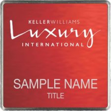 (image for) Keller Williams Luxury Silver Square Executive Red Anodized Badge