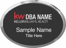 (image for) Keller Williams Realty Logo 3 Silver Oval Executive Black Badge