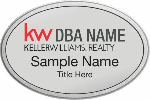 (image for) Keller Williams Realty Logo 3 Silver Oval Pebbled Prestige Silver Badge (Grey DBA)