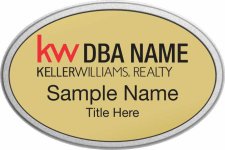 (image for) Keller Williams Realty Logo 3 Silver Oval Pebbled Prestige Gold Badge