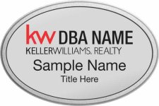 (image for) Keller Williams Realty Logo 3 Silver Oval Pebbled Prestige Silver Badge