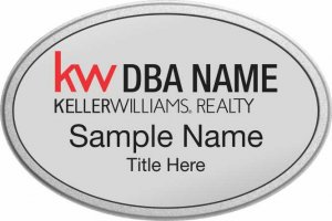 (image for) Keller Williams Realty Logo 3 Silver Oval Pebbled Prestige Silver Badge (Black DBA