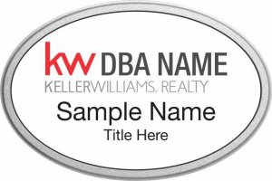 (image for) Keller Williams Realty Logo 3 Silver Oval Pebbled Prestige White Badge