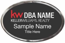 (image for) Keller Williams Realty Logo 3 Silver Oval Polished Prestige Black Badge