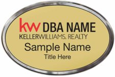 (image for) Keller Williams Realty Logo 3 Silver Oval Polished Prestige Gold Badge