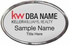 (image for) Keller Williams Realty Logo 3 Silver Oval Polished Prestige Silver Badge