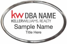 (image for) Keller Williams Realty Logo 3 Silver Oval Polished Prestige White Badge