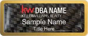 (image for) Keller Williams Realty Logo 3 Gold Anodized Frame Carbon Insert Badge