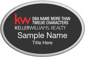 (image for) Keller Williams Realty Logo 4 Silver Oval Pebbled Prestige Black Badge