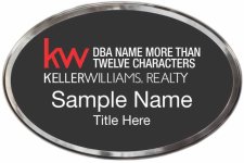 (image for) Keller Williams Realty Logo 4 Silver Oval Polished Prestige Black Badge