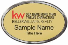 (image for) Keller Williams Realty Logo 4 Silver Oval Polished Prestige Gold Badge