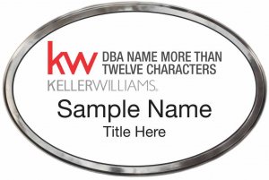 (image for) Keller Williams Realty Logo 4 Silver Oval Polished Prestige White Badge