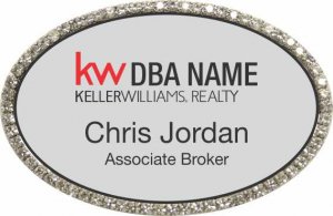 (image for) Keller Williams Realty Logo 3 Silver Oval Bling Badge