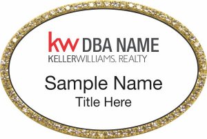 (image for) Keller Williams Realty Logo 3 Gold Oval Beyond Bling White Badge