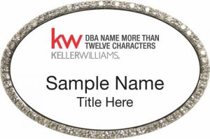 (image for) Keller Williams Realty Logo 5 Silver Oval Bling White Badge