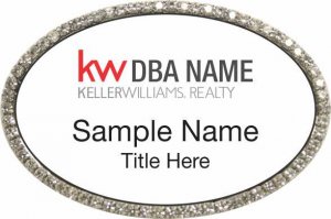 (image for) Keller Williams Realty Logo 3 Silver Oval Bling White Badge