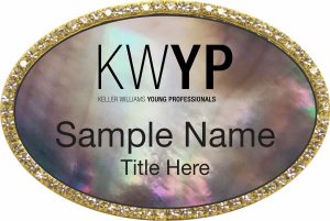 (image for) Keller Williams Young Professionals Gold Oval Bling Black Pearl Badge