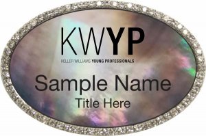 (image for) Keller Williams Young Professionals Silver Oval Bling Black Pearl Badge