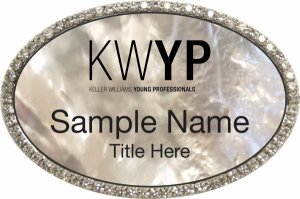 (image for) Keller Williams Young Professionals Silver Oval Bling White Pearl Badge