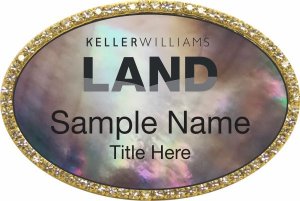 (image for) Keller Williams Land Gold Oval Bling Black Pearl Badge