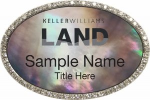 (image for) Keller Williams Land Silver Oval Bling Black Pearl Badge