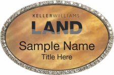 (image for) Keller Williams Land Silver Oval Bling Gold Pearl Badge