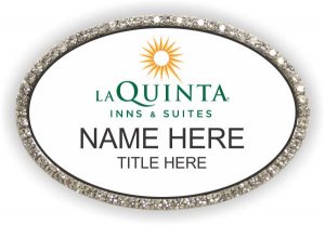 (image for) La Quinta Inns & Suites White Oval Silver Frame Bling Badge