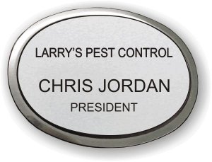 (image for) Larry\'s Pest Control Silver Oval Executive Badge