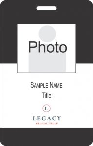 (image for) Legacy Medical Group Vertical Photo ID Badge, Black & White