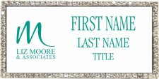 (image for) Liz Moore & Associates Silver Bling Badge, White w/ Teal