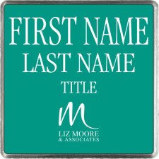 (image for) Liz Moore & Associates Silver Square Executive Badge, Teal w/ White