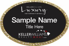 (image for) Keller Williams Luxury Maui - Oval Bling Gold Badge with Black Insert