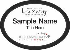 (image for) Keller Williams Luxury Maui - Oval Executive Black Badge with White Insert, Black Text