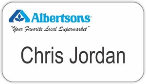 (image for) Albertsons White Name Badge with Tagline