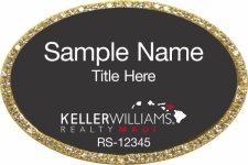 (image for) Keller Williams Maui Oval Bling Gold Badge with Black Insert