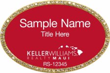 (image for) Keller Williams Maui Oval Bling Gold Badge with Red Insert