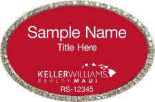 (image for) Keller Williams Maui Oval Bling Silver Badge with Red Insert