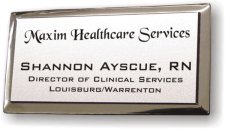(image for) Maxim Healthcare Services Black Chancery Font Executive Silver Badge