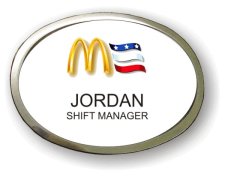 (image for) McDonald's Executive Red White Blue Oval Silver Framed Badge