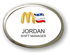 (image for) McDonald\'s Executive Red White Blue Oval Silver Framed Badge